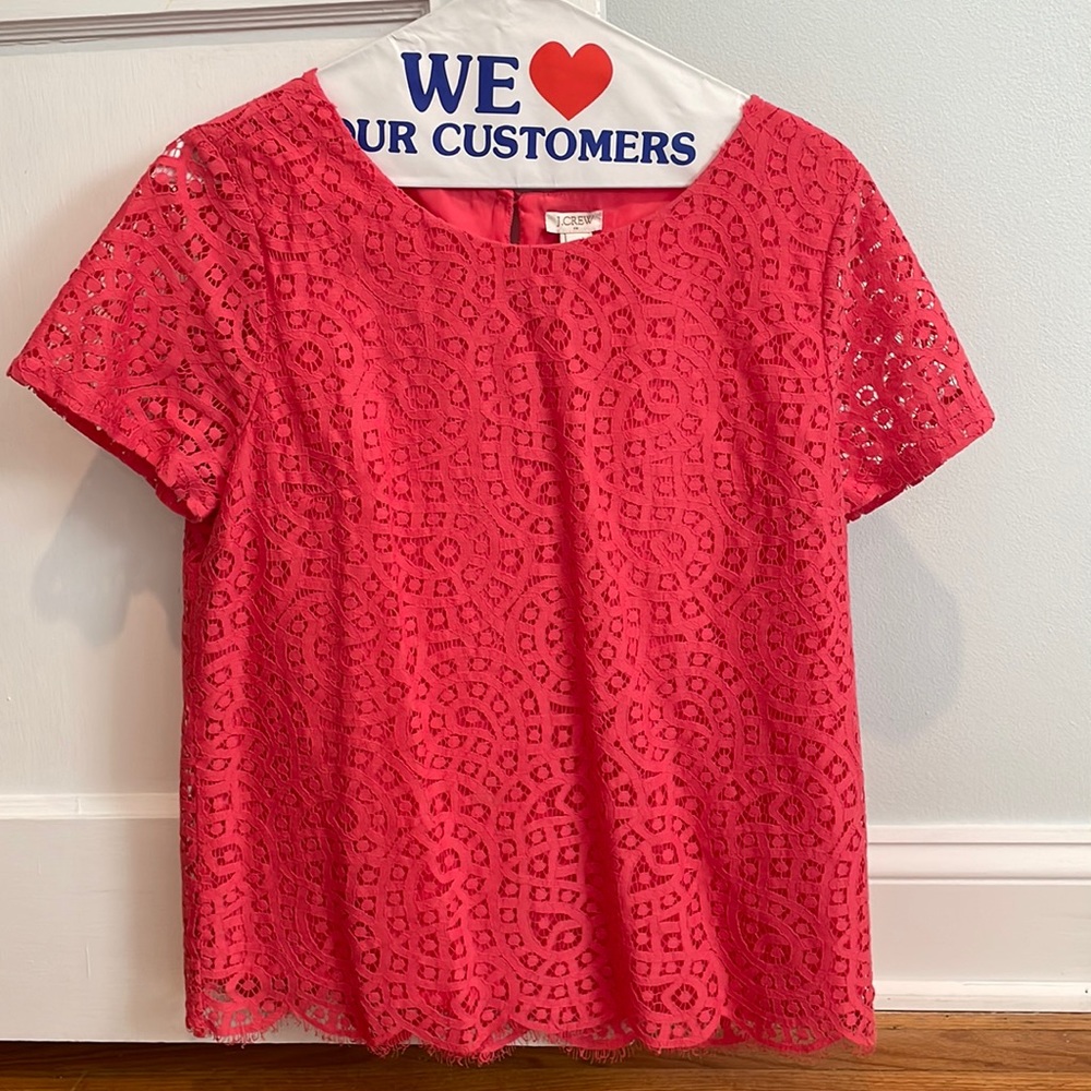 Coral lace top (jcrew)